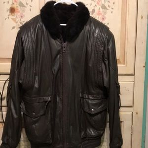 Woman’s Brown Leather Jacket with Real Fur Inside